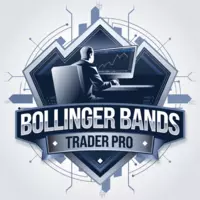 логотип советника Bollinger Bands Trader Pro — трейдер за монитором с графиком на фоне технических элементов