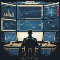 логотип советника HMA Scalper Pro EA с трейдером и множеством торговых графиков